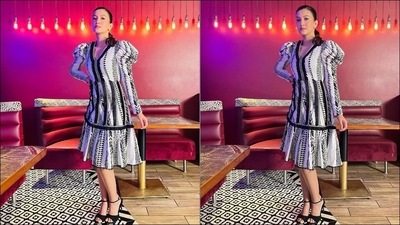 The midi dress came with full gathered sleeves along with lace details and Gauahar completed her attire with a pair of black stilettoes. She was styled by fashion stylists Devki Bhatt and Krutika Sharma. (Instagram/gauaharkhan)