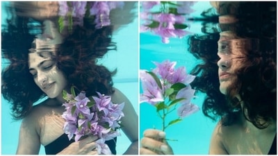 Kubbra Sait, in a black bikini, went underwater and did this... (Instagram/@kubbrasait)
