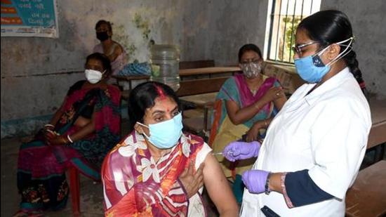 At a Covid vaccination centre in Ranchi. (ANI) At a Covid vaccination centre in Ranchi. (ANI)