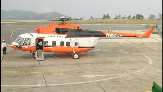 One-way fare of heli taxi from Chandigarh to Shimla is ₹3,665 per passenger. (HT File Photo)
