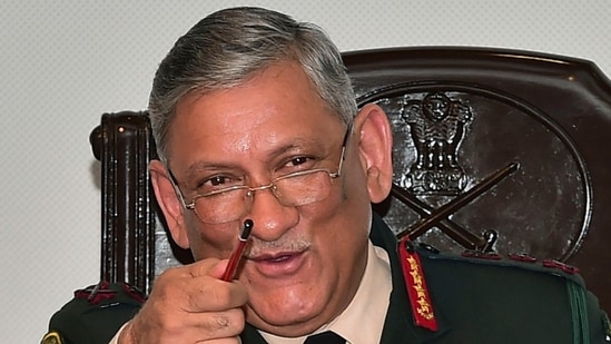 File photo of CDS General Bipin Rawat addressing a press conference.(PTI)