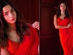 Alia Bhatt slays ‘RRR’ trailer launch in a bold red Sabyasachi lehenga saree