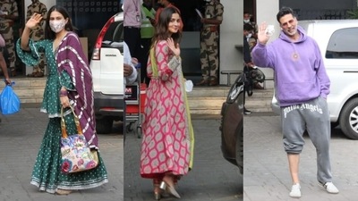 Sara Ali Khan, Alia Bhatt, and Akshay Kumar were spotted at the Kalina airport.