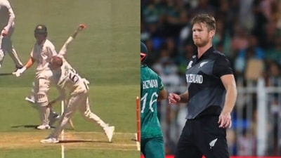 Ben Stokes (L) overstepped on four deliveries in his first over in the Ashes Test in Brisbane. (Twitter/ANI) Ben Stokes (L) overstepped on four deliveries in his first over in the Ashes Test in Brisbane. (Twitter/ANI)