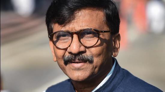 Shiv Sena MP Sanjay Raut outside the Parliament in New Delhi earlier this week. (PTI)