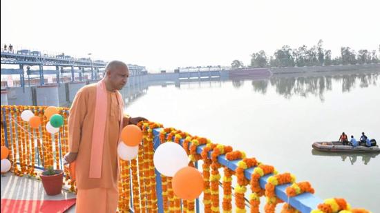 Uttar Pradesh chief minister Yogi Adityanath in Shravasti on Thursday ahead of the Saryu canal project inauguration. (SOURCED IMAGE) Uttar Pradesh chief minister Yogi Adityanath in Shravasti on Thursday ahead of the Saryu canal project inauguration. (SOURCED IMAGE)
