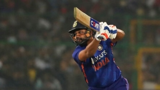 India's cricket captain Rohit Sharma bats during the first T20 cricket match between India and New Zealand, in Jaipur. (AP)