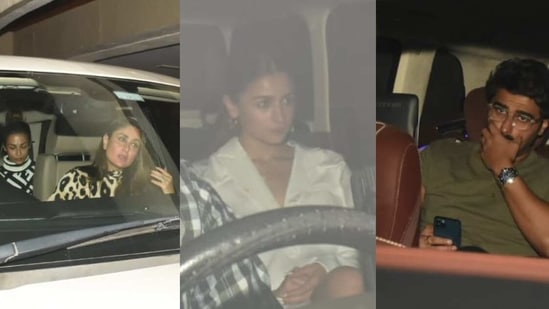 Malaika Arora, Kareena Kapoor, Alia Bhatt and Arjun Kapoor were seen heading to Karan Johar's party on Wednesday night.&nbsp;(Varinder Chawla)