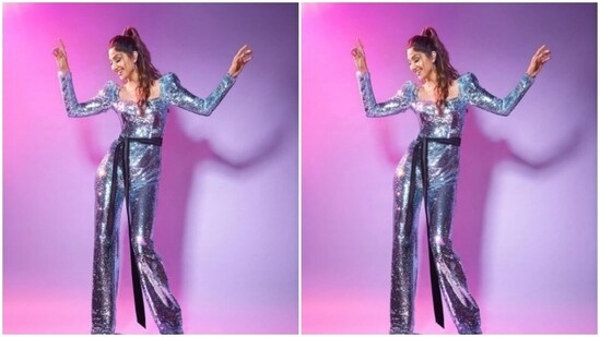 Shilpa Shetty's shimmery jumpsuit is a party wardrobe must-have(Instagram/@theshilpashetty)