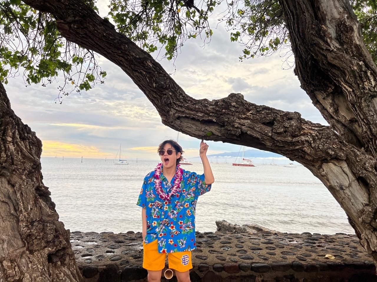 BTS singer V shared a picture from his vacation.&nbsp;