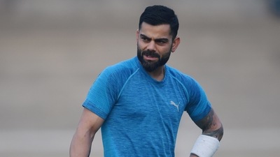 Indian captain Virat Kohli during a practice session at CCI Club in Mumbai. (PTI)