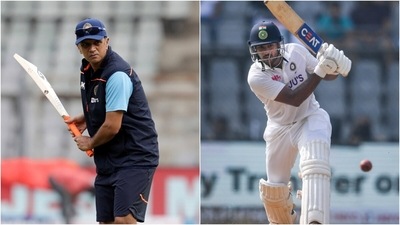 Rahul Dravid (L) and Mayank Agarwal. (PTI) Rahul Dravid (L) and Mayank Agarwal. (PTI)