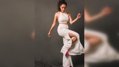 Nushrratt Bharuccha picked this neutral shade crop top and flared high-rise linen pants from Pinnacle by designer Shruti Sancheti. (Instagram/@nushrrattbharuccha) Nushrratt Bharuccha picked this neutral shade crop top and flared high-rise linen pants from Pinnacle by designer Shruti Sancheti. (Instagram/@nushrrattbharuccha)