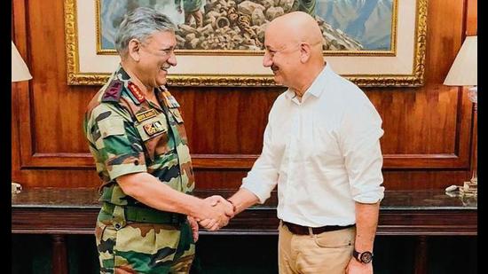 Bollywood actor Anupam Kher with late CDS Bipin Rawat.