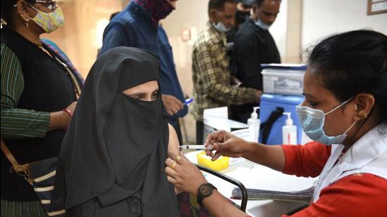 A Covid-19 vaccination camp in Delhi. (Arvind Yadav/HT Photo)