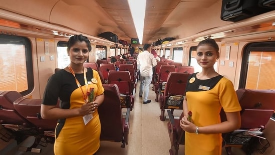 Train attendants onboard the Tejas Express&nbsp;(File Photo / PTI)