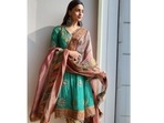 Recently in Hyderabad to promote her upcoming film, RRR, Bollywood actor Alia Bhatt made hearts skip a beat as she stepped out in a turquoise green kalidar suit.(Instagram/stylebyami)