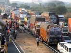 Farmers celebrate on the road while returning from Delhi after calling off a protest against three farm laws and other issues at Shambhu Border near Patiala on Saturday. (ANI) Farmers celebrate on the road while returning from Delhi after calling off a protest against three farm laws and other issues at Shambhu Border near Patiala on Saturday. (ANI)
