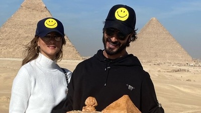 In the pictures, Vidyut Jammwal and Nandita Mahtani can be seen cutting a pyramid-shaped chocolate cake. (Instagram) In the pictures, Vidyut Jammwal and Nandita Mahtani can be seen cutting a pyramid-shaped chocolate cake. (Instagram)