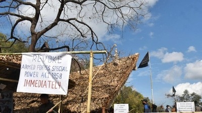 A poster calling for revocation of AFSPA in Nagaland, on December 5 (PTI)