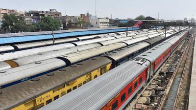 Trains seen at a parking bay in Old Delhi Railway Station during the second day of lockdown imposed by the government to curb the spread of coronavirus in New Delhi on March 24, 2020. (Sanchit Khanna/HT PHOTO)