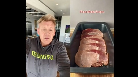 The image shows Gordon Ramsay reacting to the cooking video.(Instagram/@gordongram)