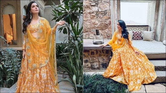 Mini Mathur sizzles in yellow lehenga in pictures from Katrina Kaif&#39;s mehendi | Fashion Trends - Hindustan Times