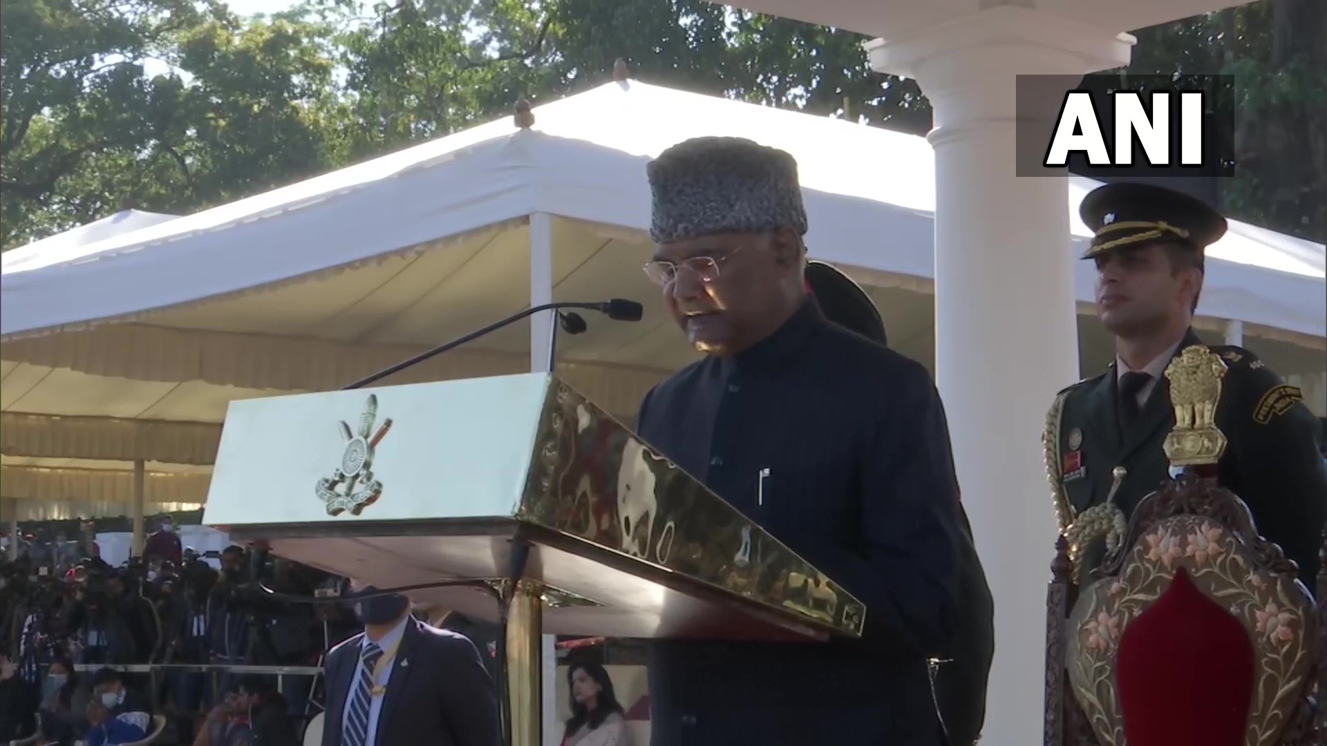 President Ram Nath Kovind addresses cadets at IMA. (ANI Twitter) President Ram Nath Kovind addresses cadets at IMA. (ANI Twitter)