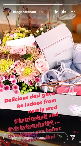 Kangana Ranaut received wedding sweets from Katrina Kaif and Vicky Kaushal.
