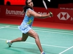 India's Pusarla V. Sindhu competes against South Korea's An Se-young during their women's singles badminton final match at the BWF World Tour Finals in Nusa Dua, Bali.