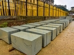 Stones that have been used for the foundation of the Ram Mandir in Ayodhya,(PTI) Stones that have been used for the foundation of the Ram Mandir in Ayodhya,(PTI)
