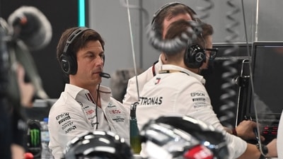 Mercedes AMG Petronas F1 Team's team principal Toto Wolff sits at the control centre in the pits during the Formula One Saudi Arabian Grand Prix at the Jeddah Corniche Circuit in Jeddah on December 5, 2021. (Photo by ANDREJ ISAKOVIC / various sources / AFP) (AFP) Mercedes AMG Petronas F1 Team's team principal Toto Wolff sits at the control centre in the pits during the Formula One Saudi Arabian Grand Prix at the Jeddah Corniche Circuit in Jeddah on December 5, 2021. (Photo by ANDREJ ISAKOVIC / various sources / AFP) (AFP)