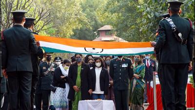 Family members at the funeral of of Lt Col Harjinder Singh who died in the helicopter crash in Tamil Nadu, in New Delhi on Sunday. (ANI PHOTO.) Family members at the funeral of of Lt Col Harjinder Singh who died in the helicopter crash in Tamil Nadu, in New Delhi on Sunday. (ANI PHOTO.)