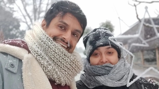 Ira Khan poses with Nupur Shikhare on their snow holiday.