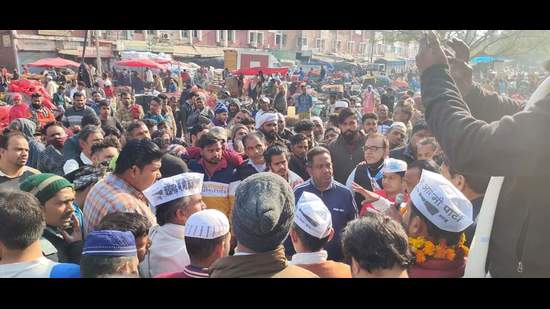 An AAP rally ahead of Chandigarh MC polls. (HT Photo) An AAP rally ahead of Chandigarh MC polls. (HT Photo)