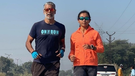 Milind Soman runs 10k before cycling last 100km of Mumbai to Delhi journey: Ankita Konwar reacts
