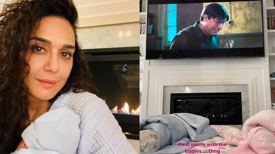 Preity Zinta watched Bob Biswas with her twins. Preity Zinta watched Bob Biswas with her twins. 