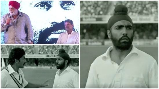 Ranveer Singh as Kapil Dev and Ammy Virk as Balwinder Sandhu in 83. Ranveer Singh as Kapil Dev and Ammy Virk as Balwinder Sandhu in 83.