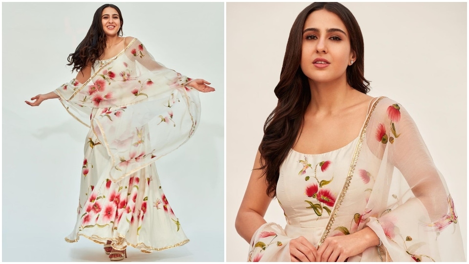 Sara Ali Khan in a spaghetti-strapped anarkali. Sara Ali Khan in a spaghetti-strapped anarkali. 