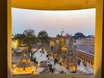 Devotees offering prayers at the Kashi Vishwanath temple are seen from a newly constructed part of the Kashi Vishwanath Dham Corridor in Varanasi, (AP File Photo)