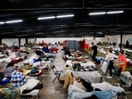 A general view of a makeshift shelter which houses people who lost their homes after a devastating outbreak of tornadoes ripped through several US states, in Wingo, Kentucky, US
