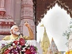 Prime Minister Narendra Modi at the inauguration of Kashi Vishwanath Corridor on Monday. (PTI) Prime Minister Narendra Modi at the inauguration of Kashi Vishwanath Corridor on Monday. (PTI)