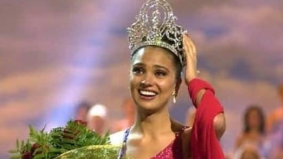 Lara Dutta, the daughter of a retired wing commander was all of 22 at the time of winning the title. All the contestants in the final round of Miss Universe were asked the same question - "Right now, there is a protest that has been staged outside the stadium posing pageants as an affront to women. Convince them that they are wrong". Lara's answer won many hearts and her the title. She said - "Pageants like Miss Universe gives us young women a platform to foray into the fields that we want to and forge ahead, be it entrepreneurship, be it the armed forces, be it politics. It gives us a platform to voice our choices and opinions, and makes us strong and independent that we are today." (Twitter) Lara Dutta, the daughter of a retired wing commander was all of 22 at the time of winning the title. All the contestants in the final round of Miss Universe were asked the same question - "Right now, there is a protest that has been staged outside the stadium posing pageants as an affront to women. Convince them that they are wrong". Lara's answer won many hearts and her the title. She said - "Pageants like Miss Universe gives us young women a platform to foray into the fields that we want to and forge ahead, be it entrepreneurship, be it the armed forces, be it politics. It gives us a platform to voice our choices and opinions, and makes us strong and independent that we are today." (Twitter)