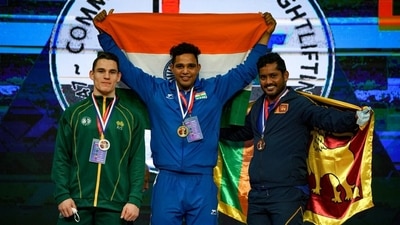India's weightlifter Ajay Singh won gold medal in the men's 81kg category at the Commonwealth Weightlifting Championships 2021.&nbsp; (Twitter/Media_SAI)