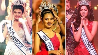 Chandigarh's Harnaaz Sandhu brought back the Miss Universe crown to India after 21 years on Monday, December 13, 2021. She has become the third Indian woman to win the coveted title. Before her, Lara Dutta was adjudged Miss Universe in 2000 when India registered a hattrick in winning international beauty pageants including Miss World and Miss Asia Pacific International. We bring to you the crowning moments of all three Indian Miss Universe winners. (Twitter) Chandigarh's Harnaaz Sandhu brought back the Miss Universe crown to India after 21 years on Monday, December 13, 2021. She has become the third Indian woman to win the coveted title. Before her, Lara Dutta was adjudged Miss Universe in 2000 when India registered a hattrick in winning international beauty pageants including Miss World and Miss Asia Pacific International. We bring to you the crowning moments of all three Indian Miss Universe winners. (Twitter)