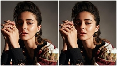 Ananya decked up in a multicoloured sweater for the pictures. The sweater came with dramatic sleeves of fishnet details near to the cuffs. (Instagram/@ananyapanday)