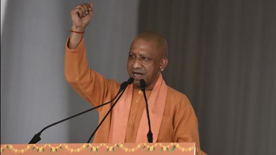 Yogi Adityanath is the face, and in front of him is the massive challenge not only of winning the next election, but potentially bettering the BJP’s 2017 tally of 312 (Sunil Ghosh / Hindustan Times)