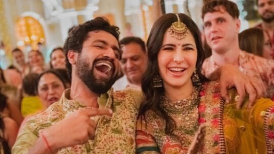 Vicky Kaushal and Katrina Kaif at their pre-wedding festivities.