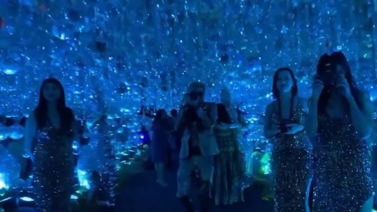 Ankita Lokhande and Vicky Jain decorated the venue with blue lights.(Instagram)