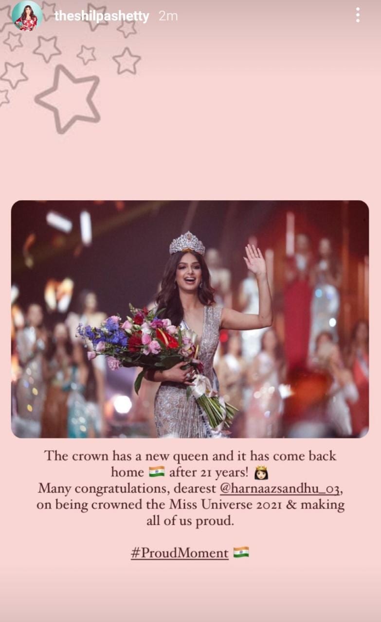 Shilpa Shetty congratulates Harnaaz Sandhu. (Instagram)